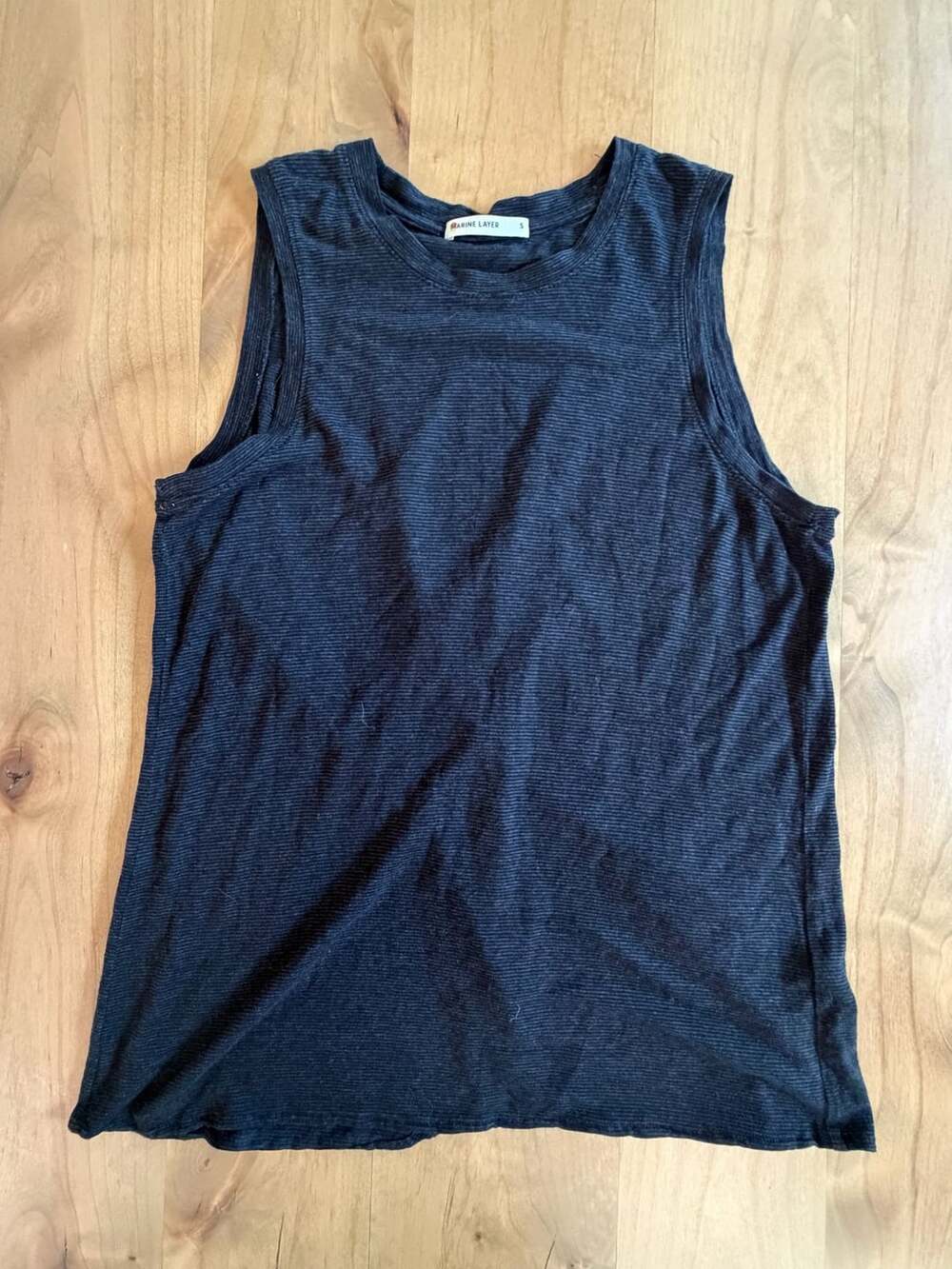 Marine Layer Women's Navy Striped Cross-Back Sleeveless Tank Small